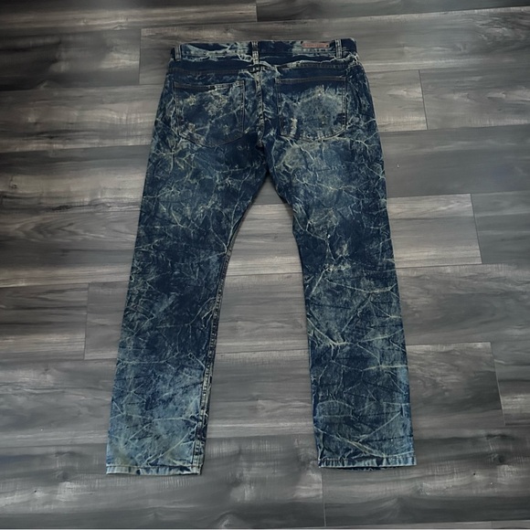 Evolution In Design Men’s Size 40x34 Dark Acid Wash Faded Ripped Jeans Blue - Picture 4 of 8